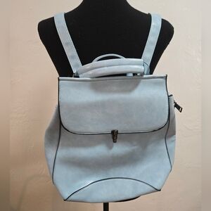 Wink Kangaroo Fashion Shoulder Bag Rucksack Leather Women Backpack Light Blue